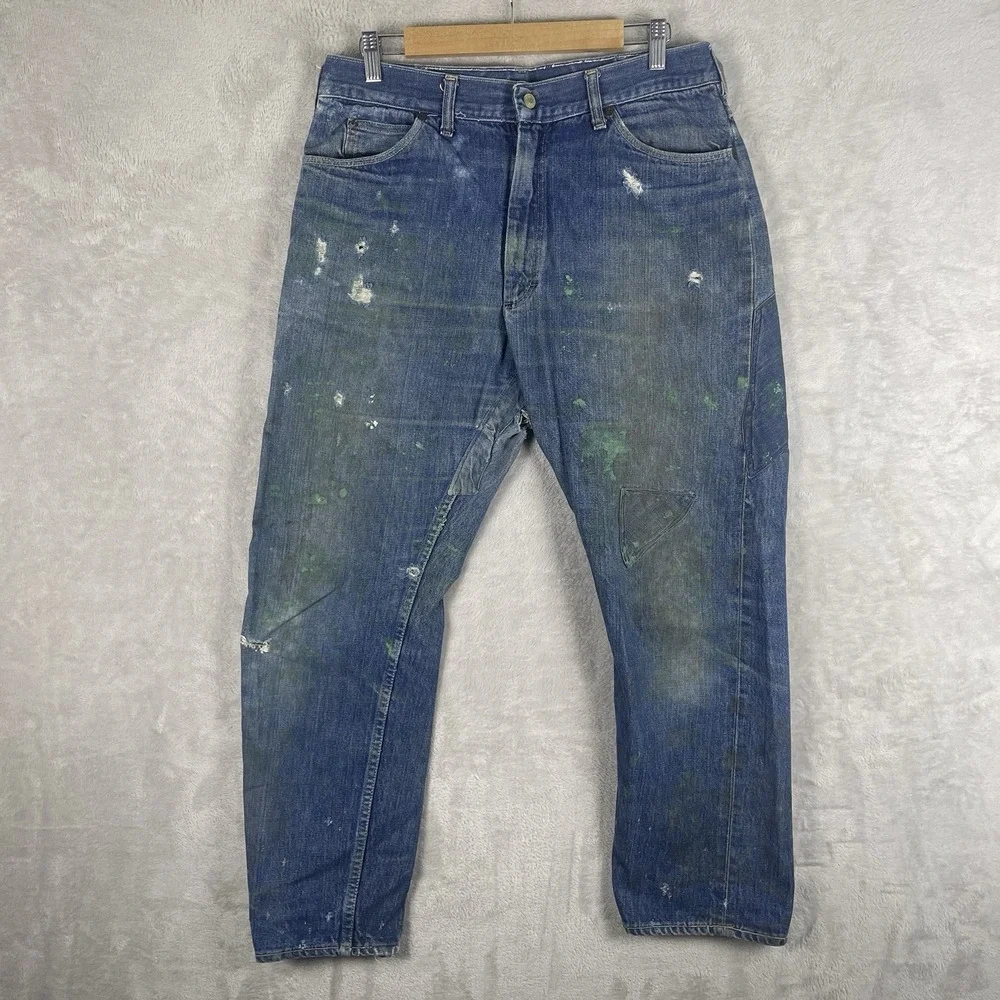Vintage 50s Penneys Foremost Selvedge Denim Jeans Mens 32x28 Repaired 1950s Hole